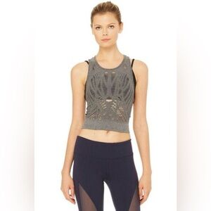 alo Vixen Fitted Crop Tank - Charcoal Heather